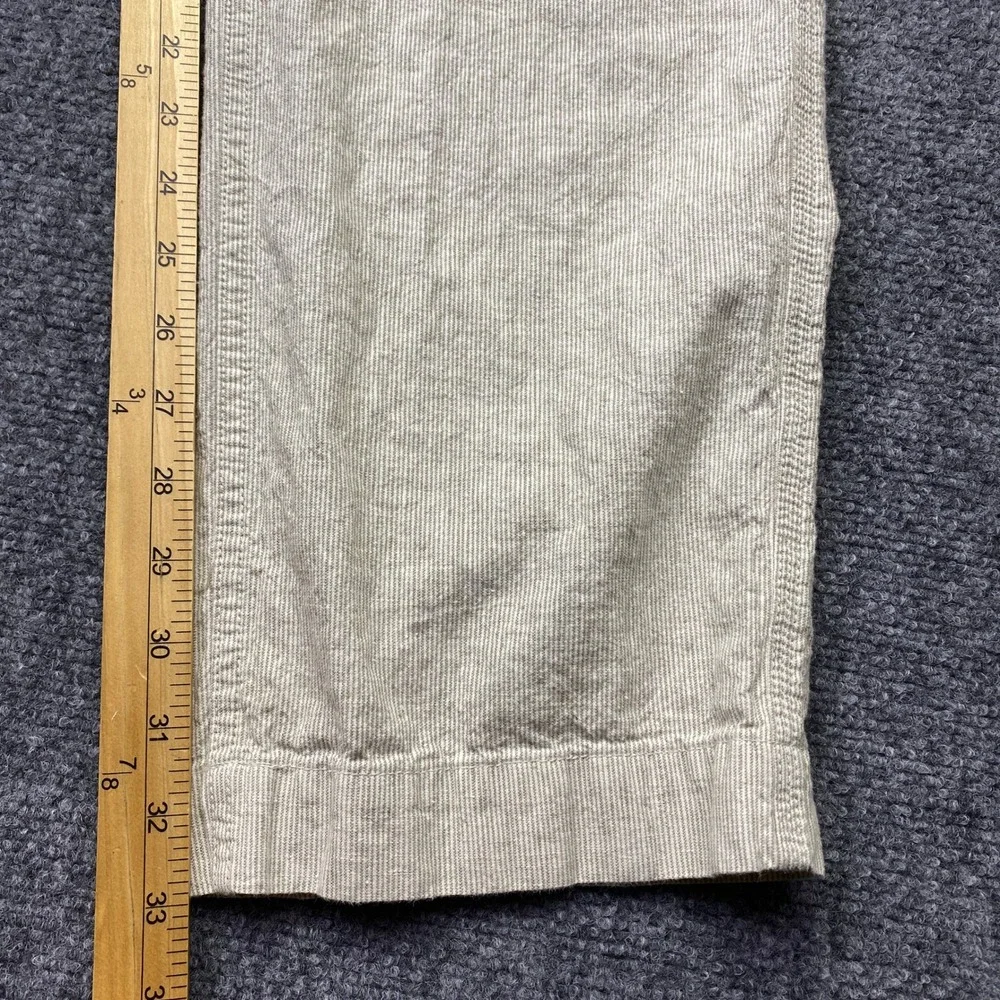 Banana Republic Mens Sz 35 Linen Cotton Pinstripe Pants Cream Tan Straight Leg